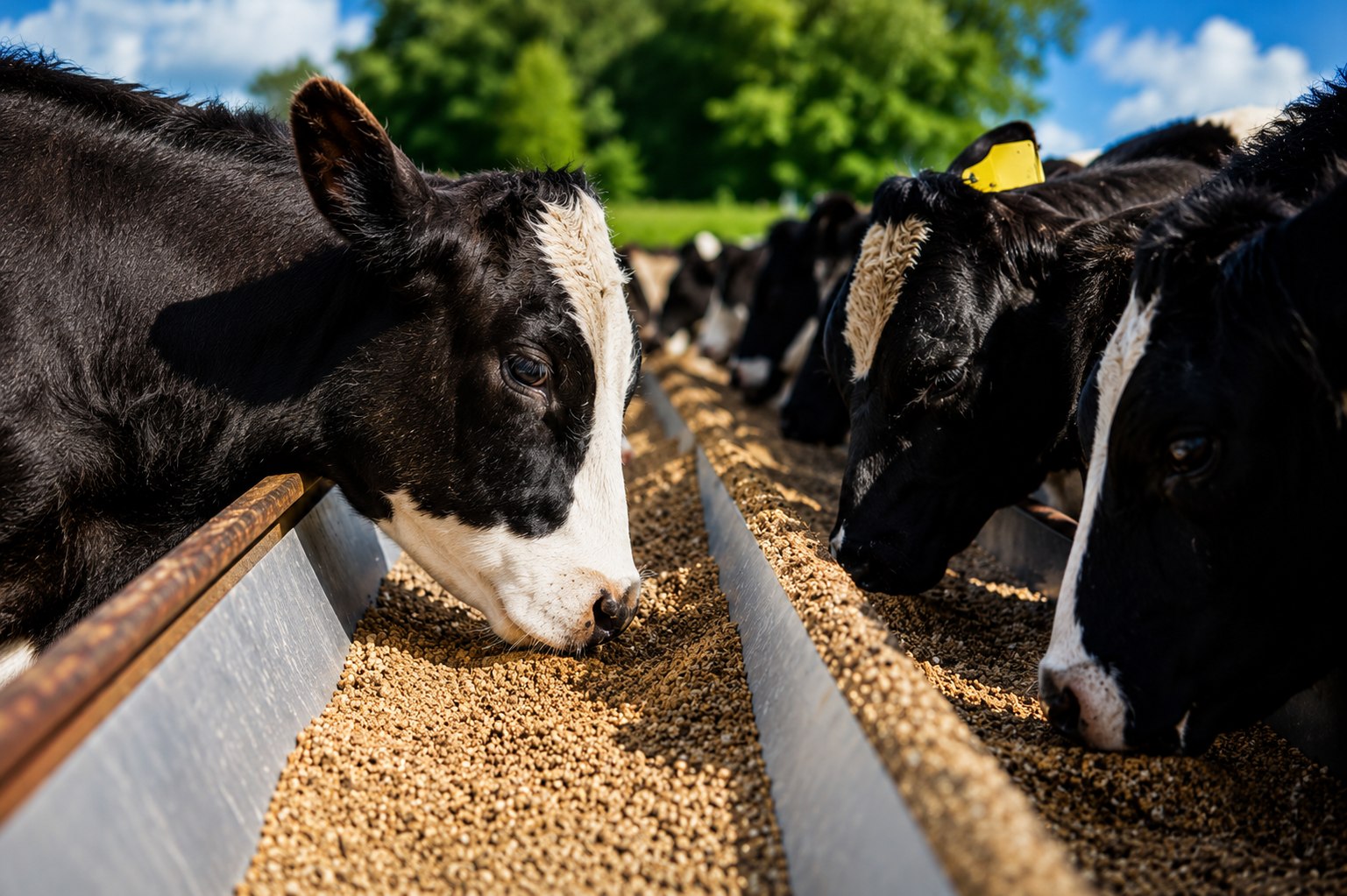 Ganado alimentándose con productos DAQ Soluciones Agroindustriales